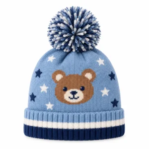 Kids Winter Knit Pom Pom Beanie – Bear