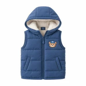 Kids Hooded Puffer Vest – Navy Blue